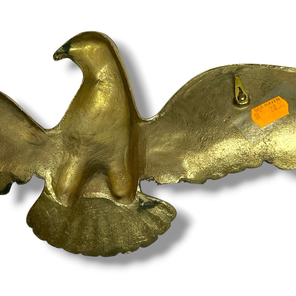 American Bald Eagle with Spread Wings Cast Iron Brass Wall Plaque 18" Patriotic - Picture 4 of 11